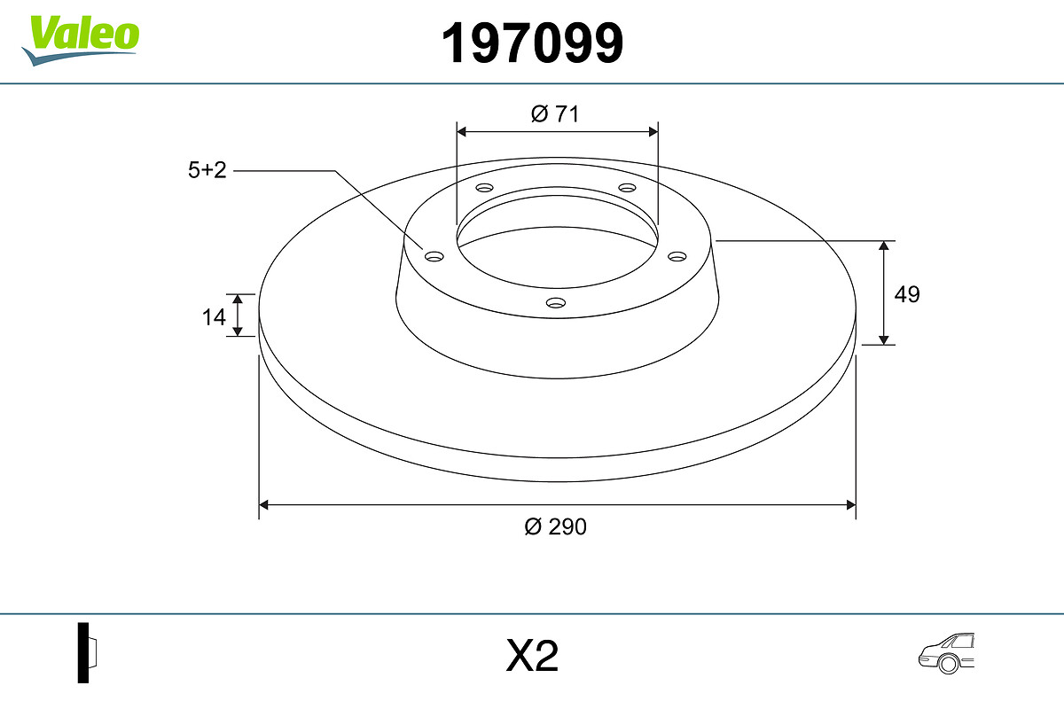 VALEO 197099 Bromsskiva